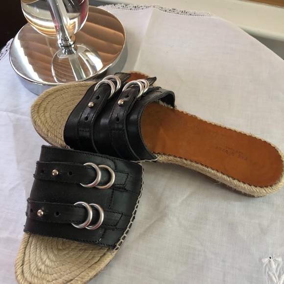 rag & bone Shoes - Rag & Bone Black Silver flat Espadrilles Sz 38 (8)